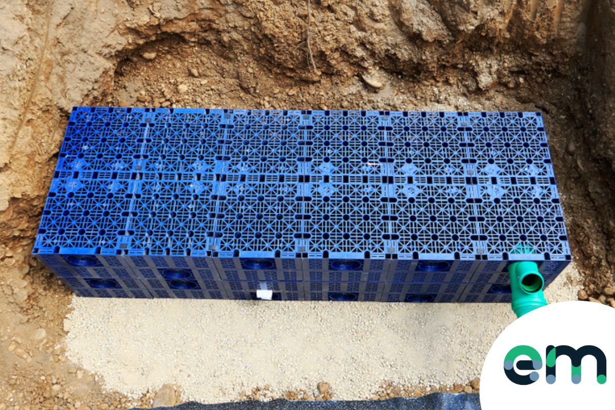 Domestic soakaway being installed in a London garden